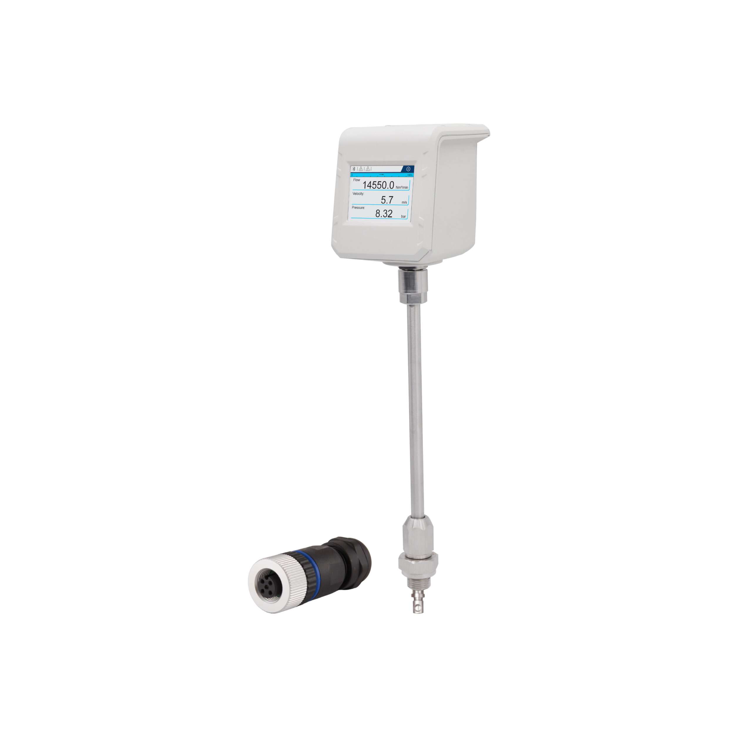 Thermal Mass flow meter. Insertion style with M12 connector