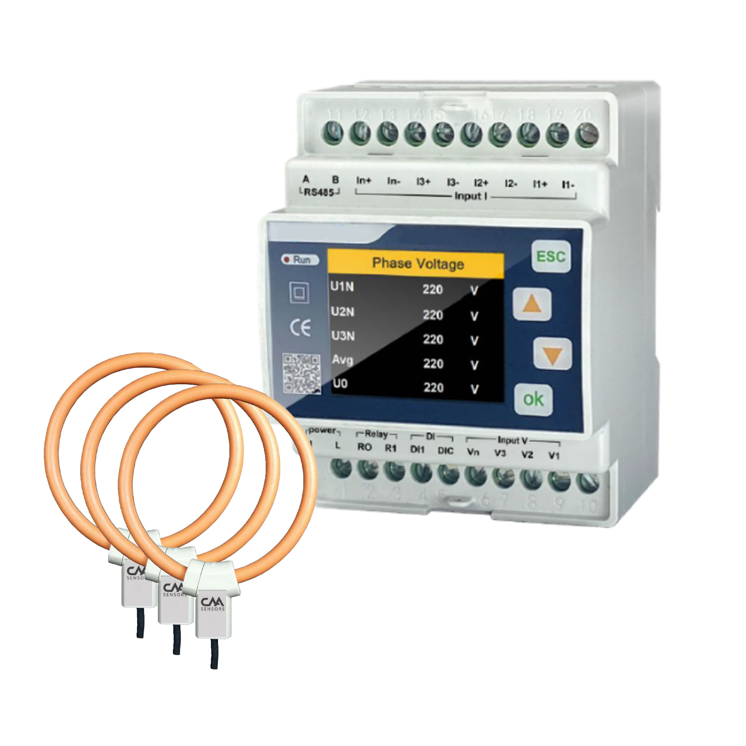 Din Rail power meter (3 phase) with Rogowski Coils