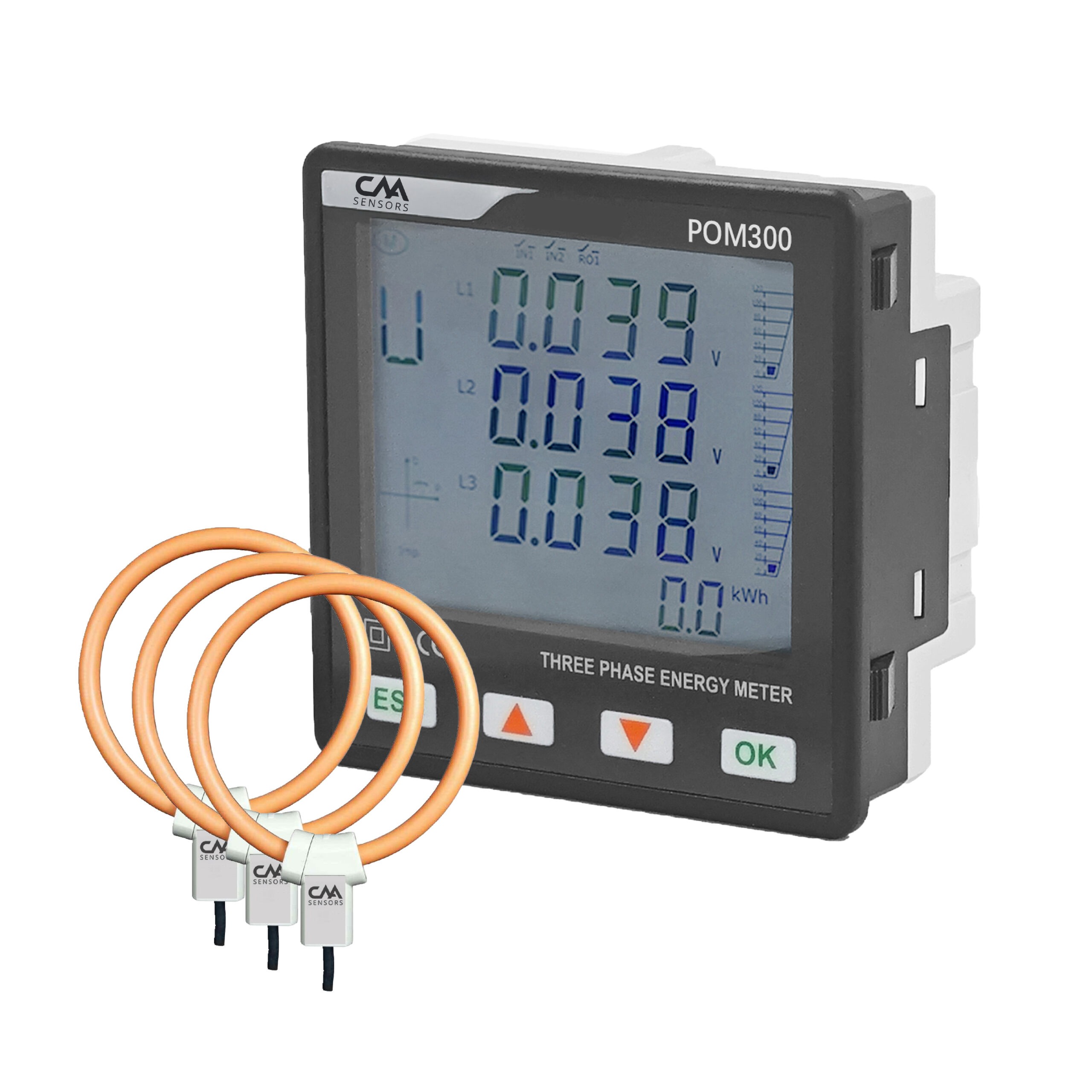 Panel mount power meter (3 phase) with Rogowski Coils